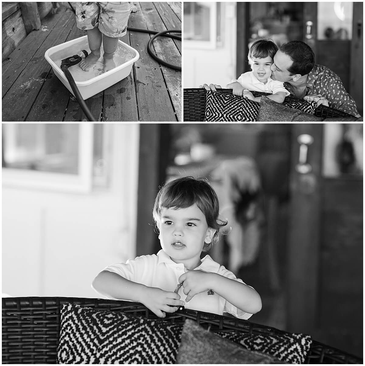 kid standing on home porch in oahu by Elle rose photo