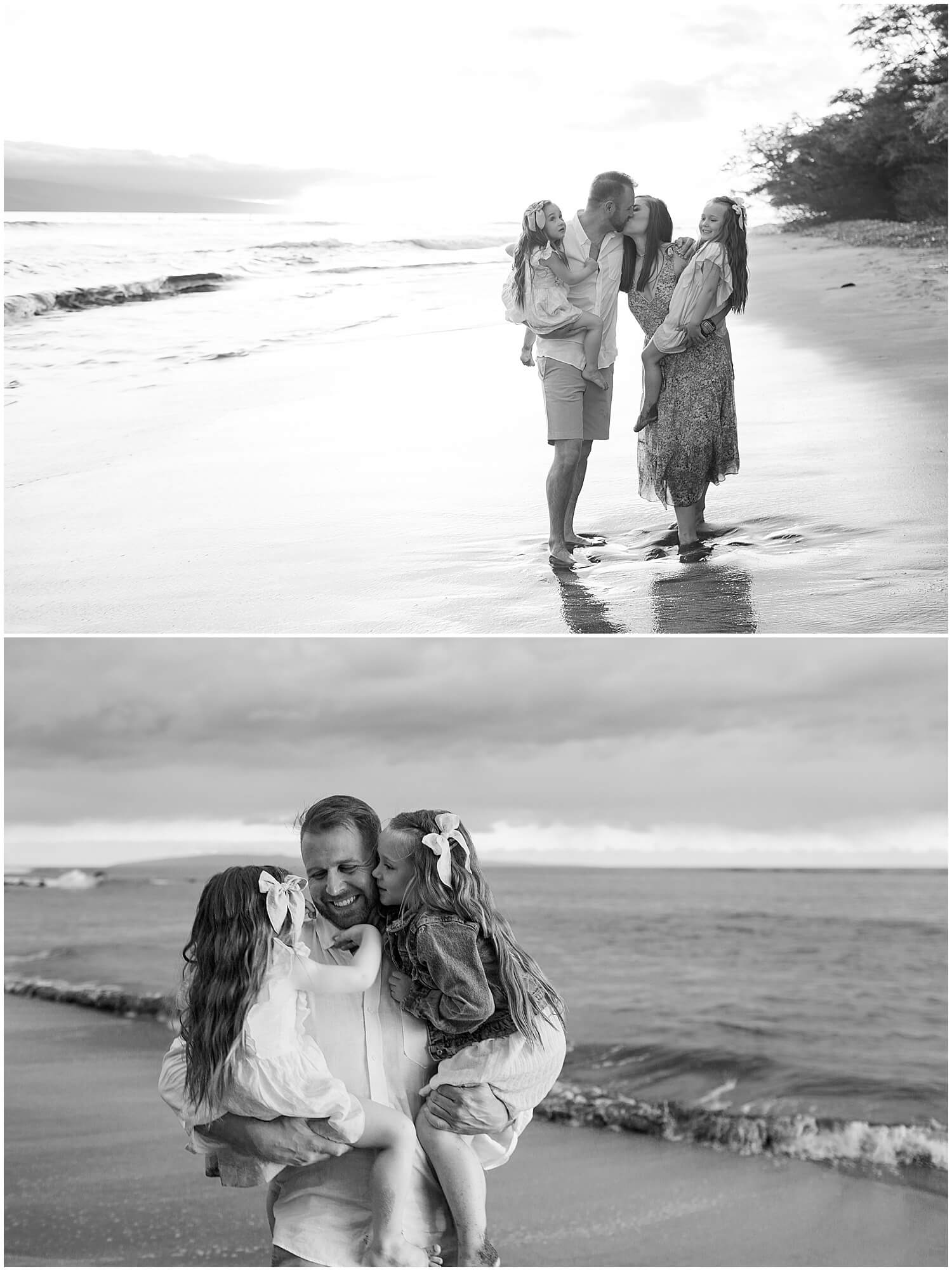 black and white father daughter photography in maui with maui family photographer