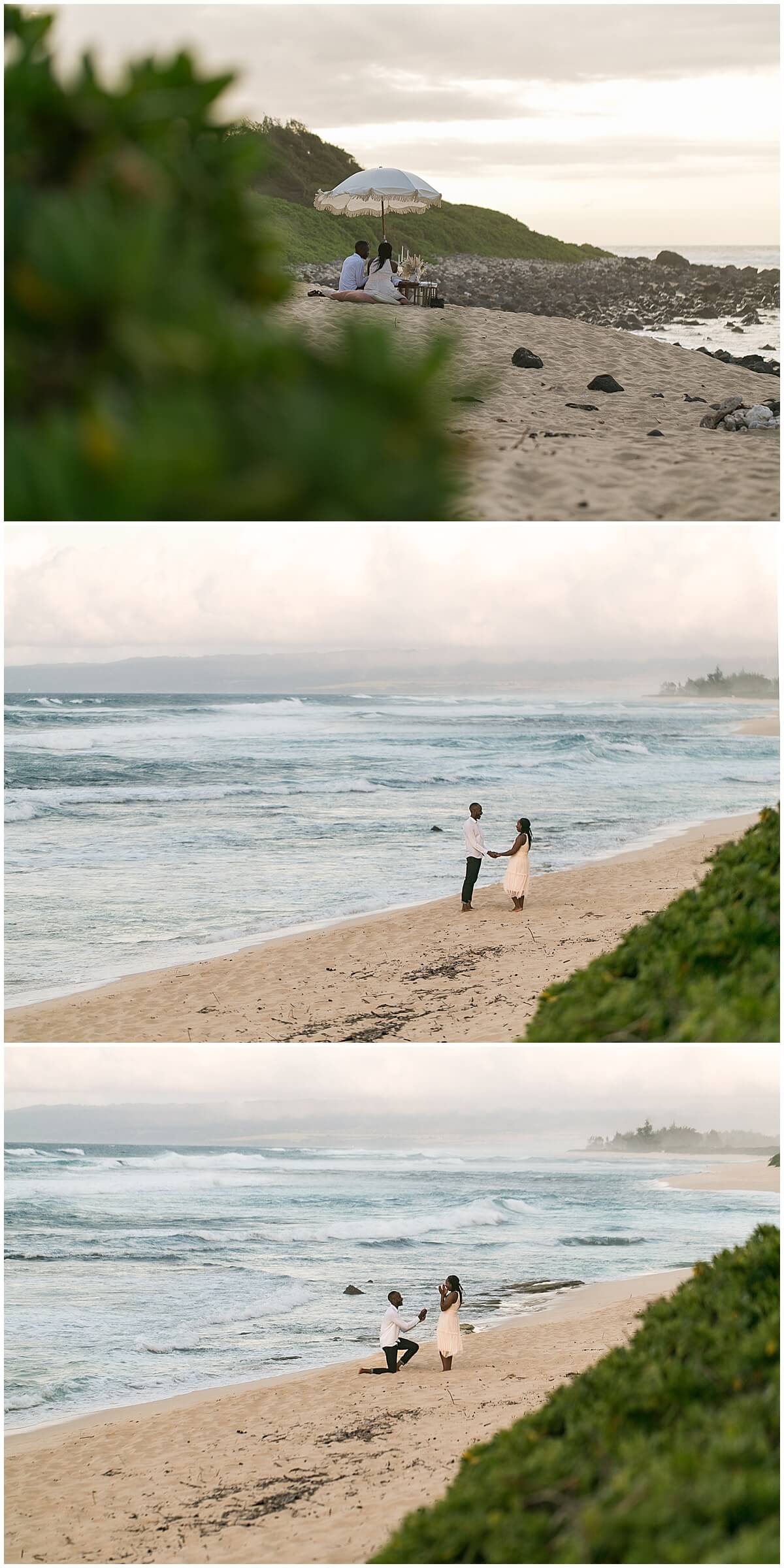 man drops down on one knee for proposal by oahu proposal photographer