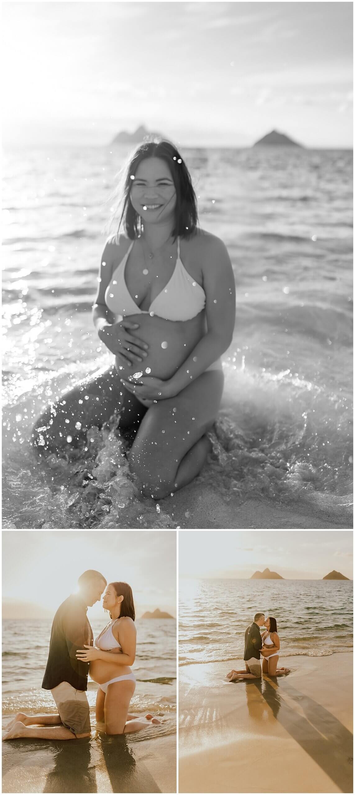 new parents kneel in water by Elle rose photo