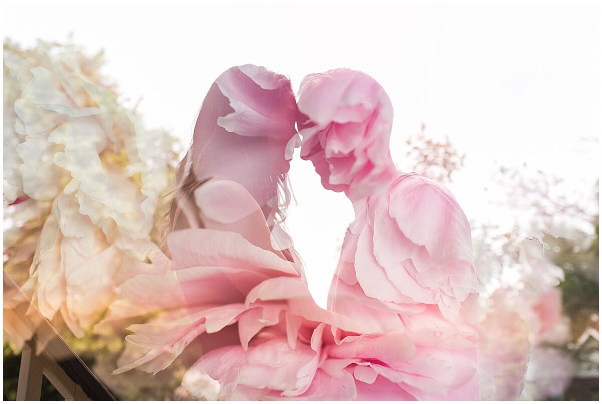 Double exposure of couple portrait with mom and dad during in home family photoshoot session