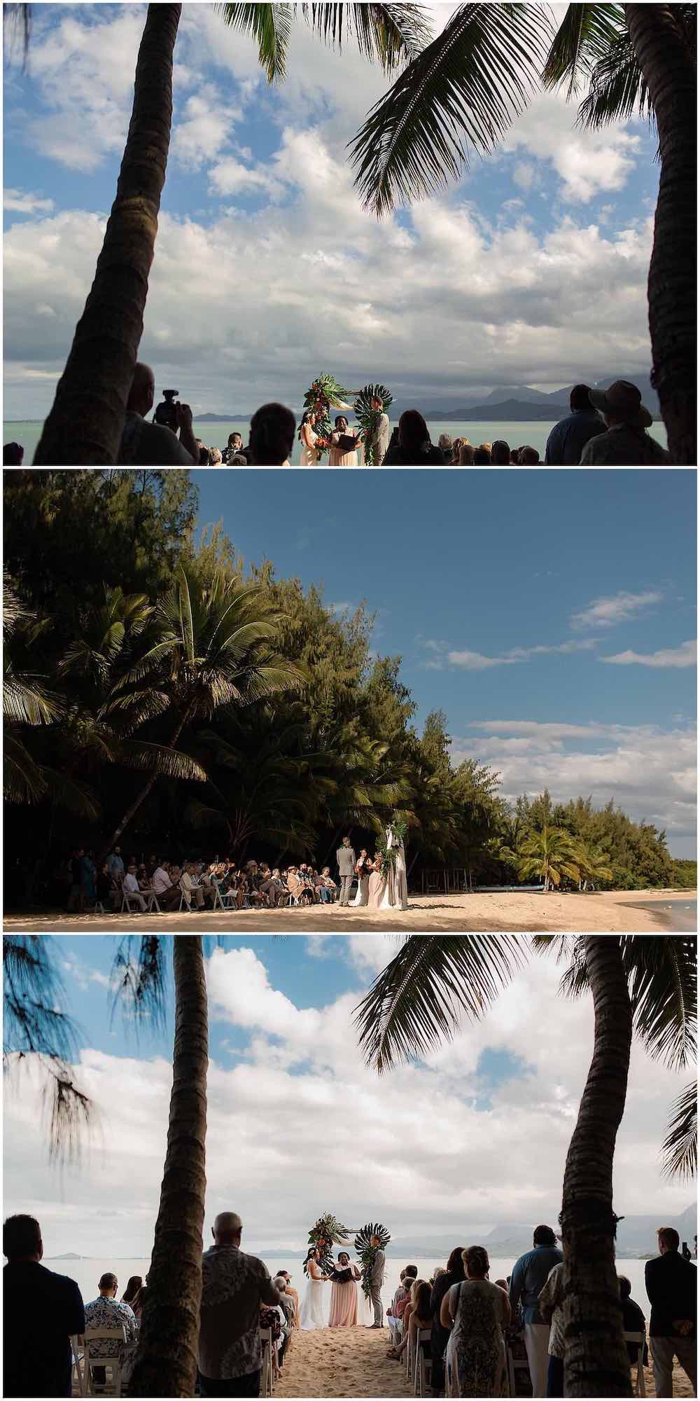 Ceremony location surrounded by palm trees overlooking the ocean by Elle rose photo